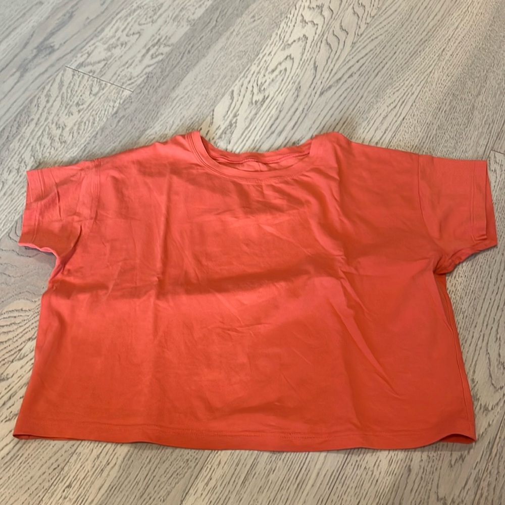 Burnt Orange Lululemon short sleeve crop top